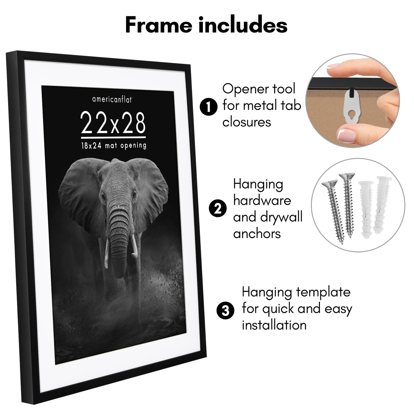 Picture Frame | Gallery Style | With Mat | Protective Glass | Wall Art Display