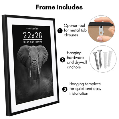 Picture Frame | Gallery Style | With Mat | Protective Glass | Wall Art Display