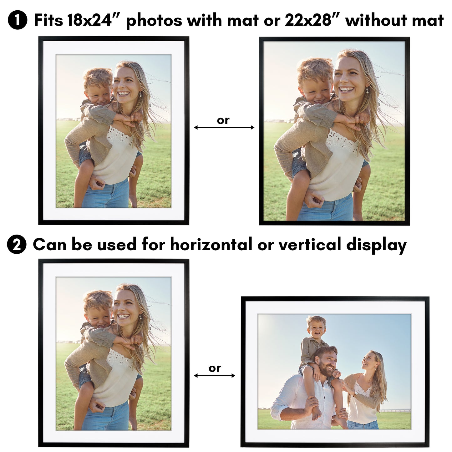 Picture Frame | Gallery Style | With Mat | Protective Glass | Wall Art Display