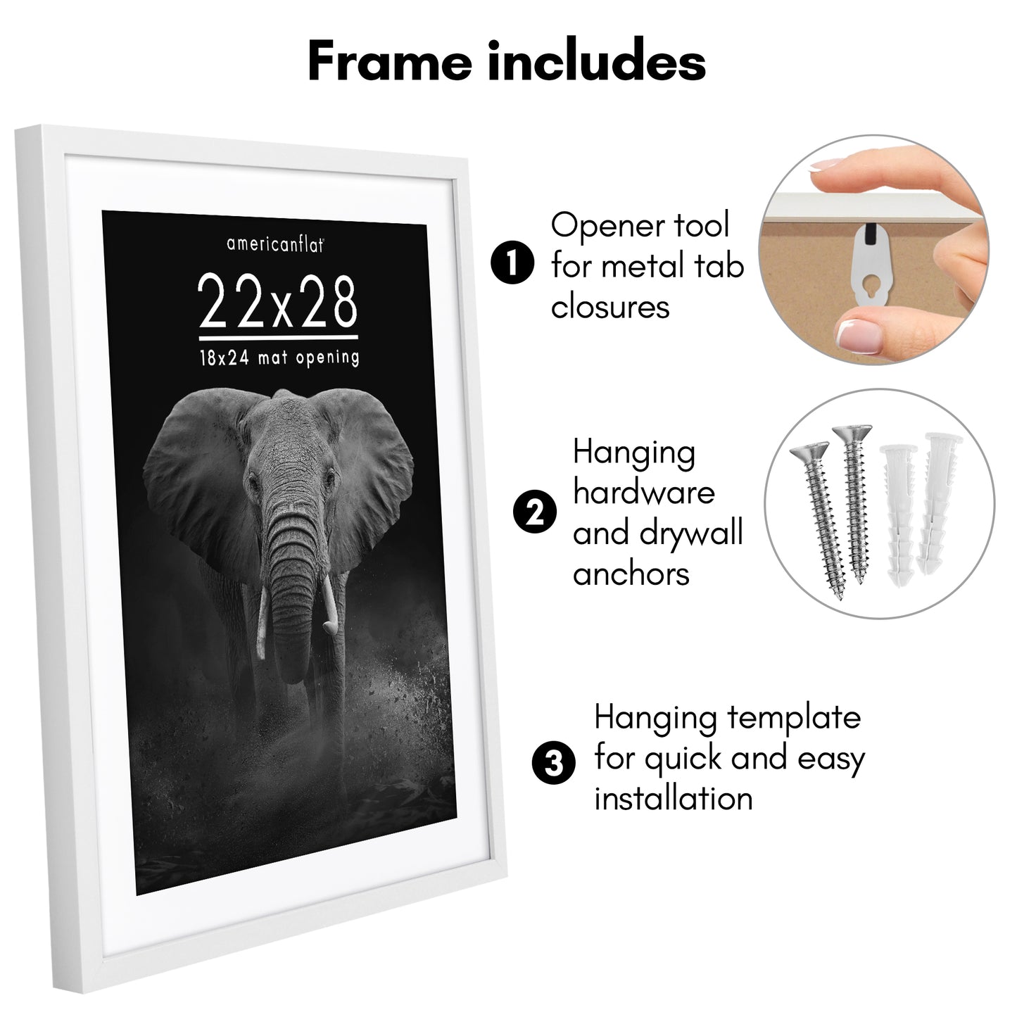Picture Frame | Gallery Style | With Mat | Protective Glass | Wall Art Display