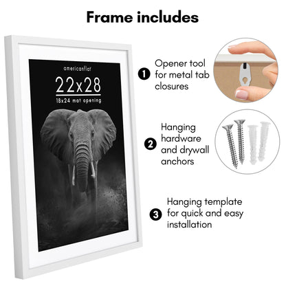 Picture Frame | Gallery Style | With Mat | Protective Glass | Wall Art Display