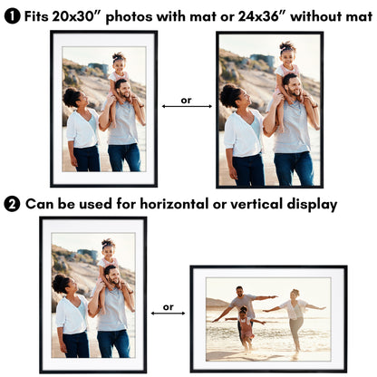 Picture Frame | Gallery Style | With Mat | Protective Glass | Wall Art Display