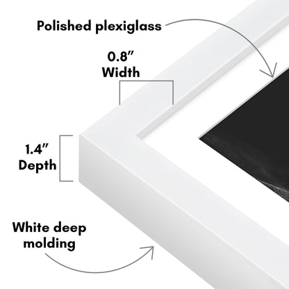 Picture Frame | Gallery Style | With Mat | Protective Glass | Wall Art Display