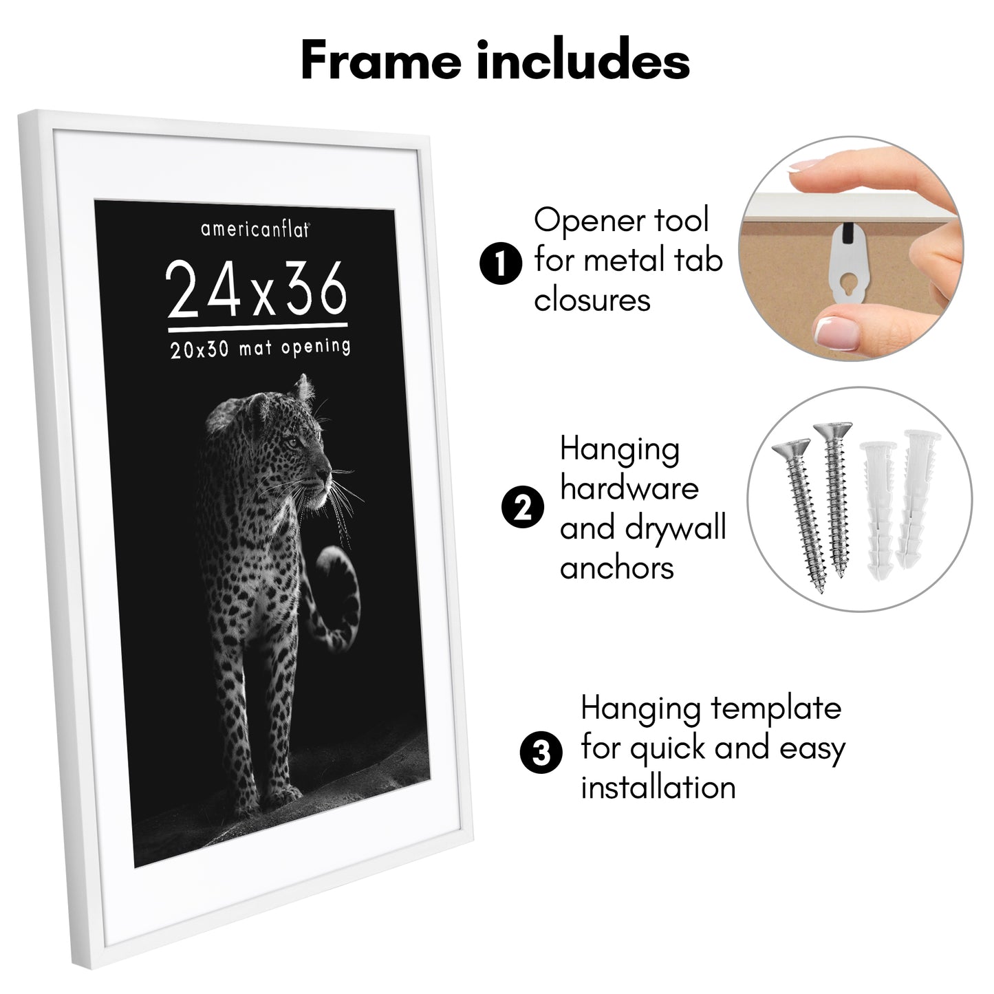 Picture Frame | Gallery Style | With Mat | Protective Glass | Wall Art Display