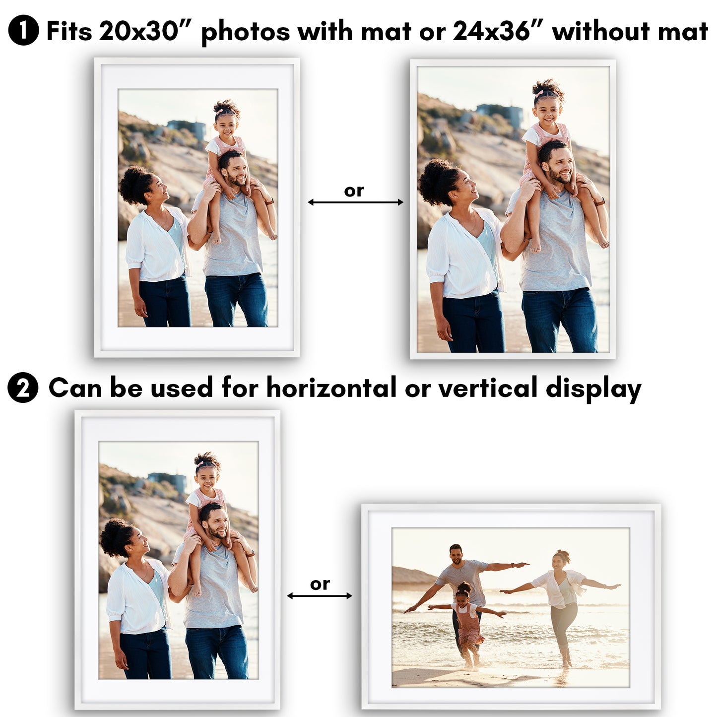 Picture Frame | Gallery Style | With Mat | Protective Glass | Wall Art Display