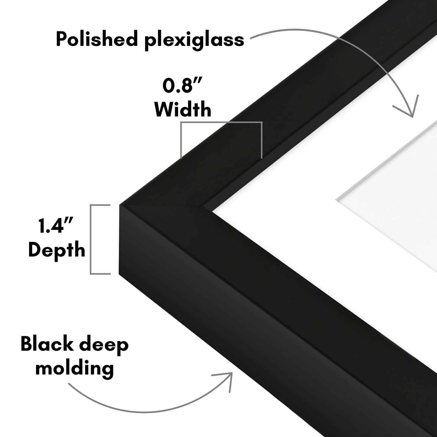 Picture Frame | Gallery Style | With Mat | Protective Glass | Wall Art Display