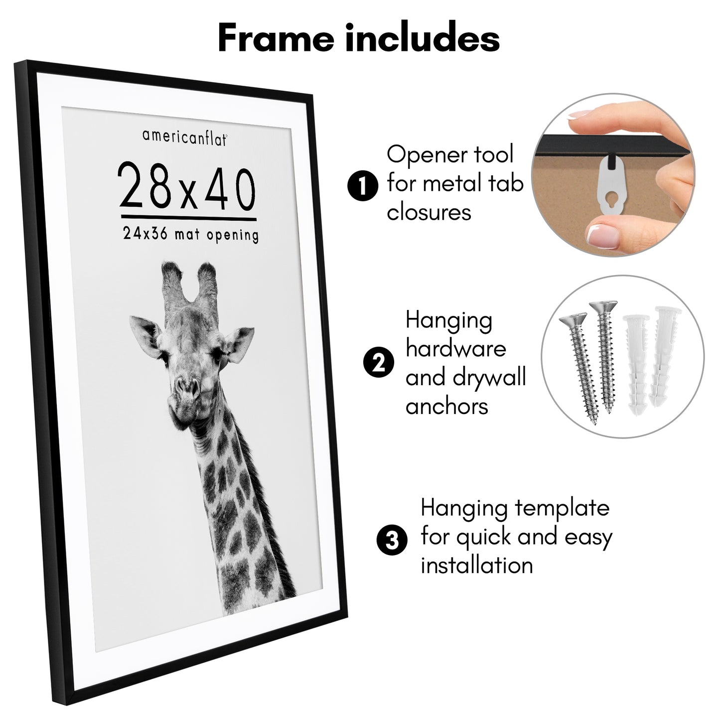 Picture Frame | Gallery Style | With Mat | Protective Glass | Wall Art Display