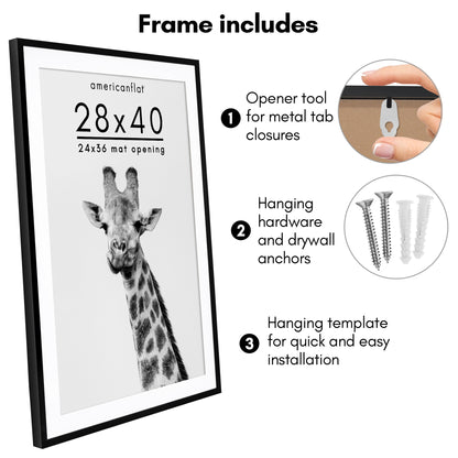 Picture Frame | Gallery Style | With Mat | Protective Glass | Wall Art Display