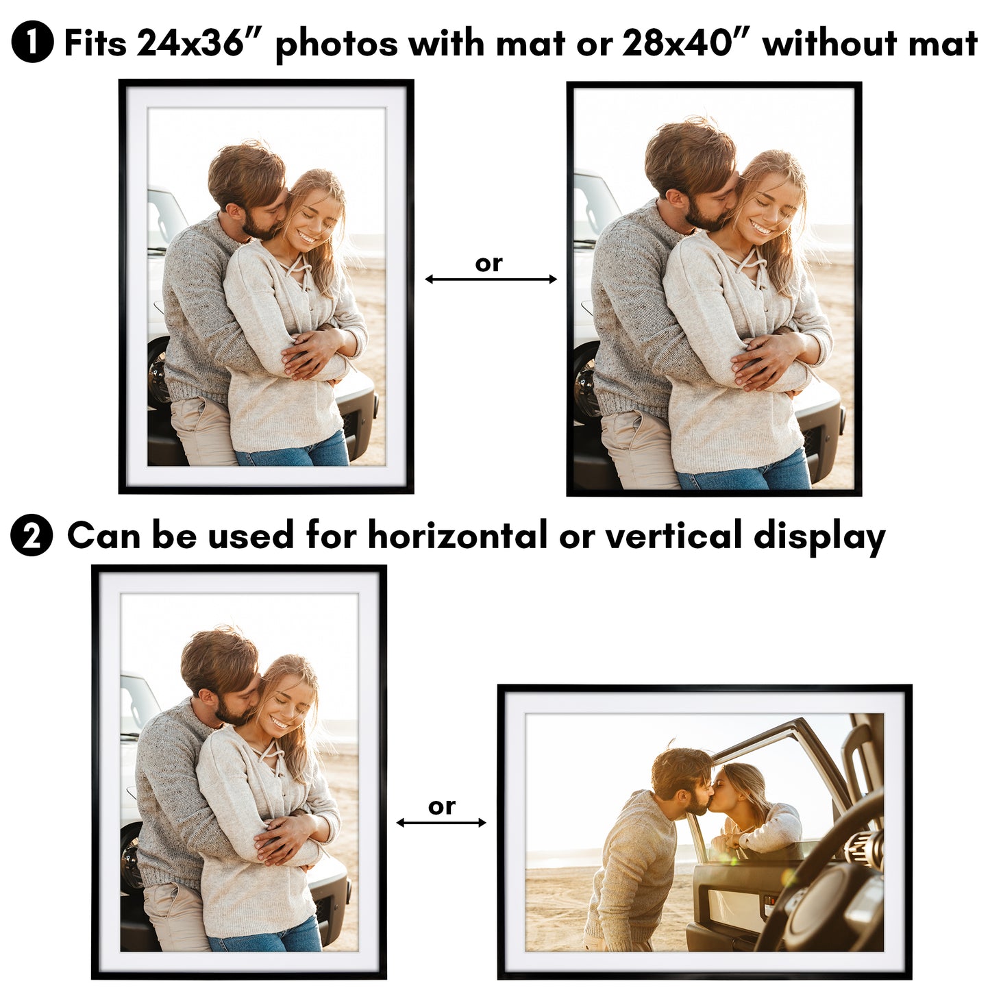 Picture Frame | Gallery Style | With Mat | Protective Glass | Wall Art Display