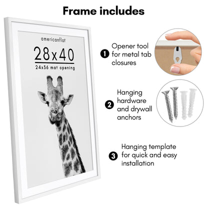 Picture Frame | Gallery Style | With Mat | Protective Glass | Wall Art Display