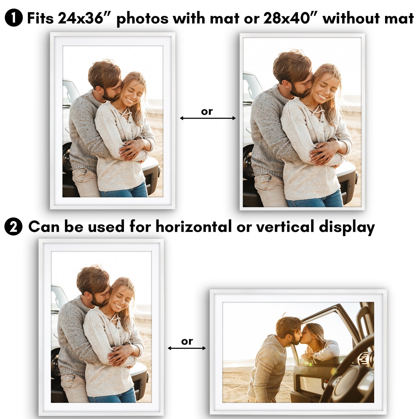 Picture Frame | Gallery Style | With Mat | Protective Glass | Wall Art Display