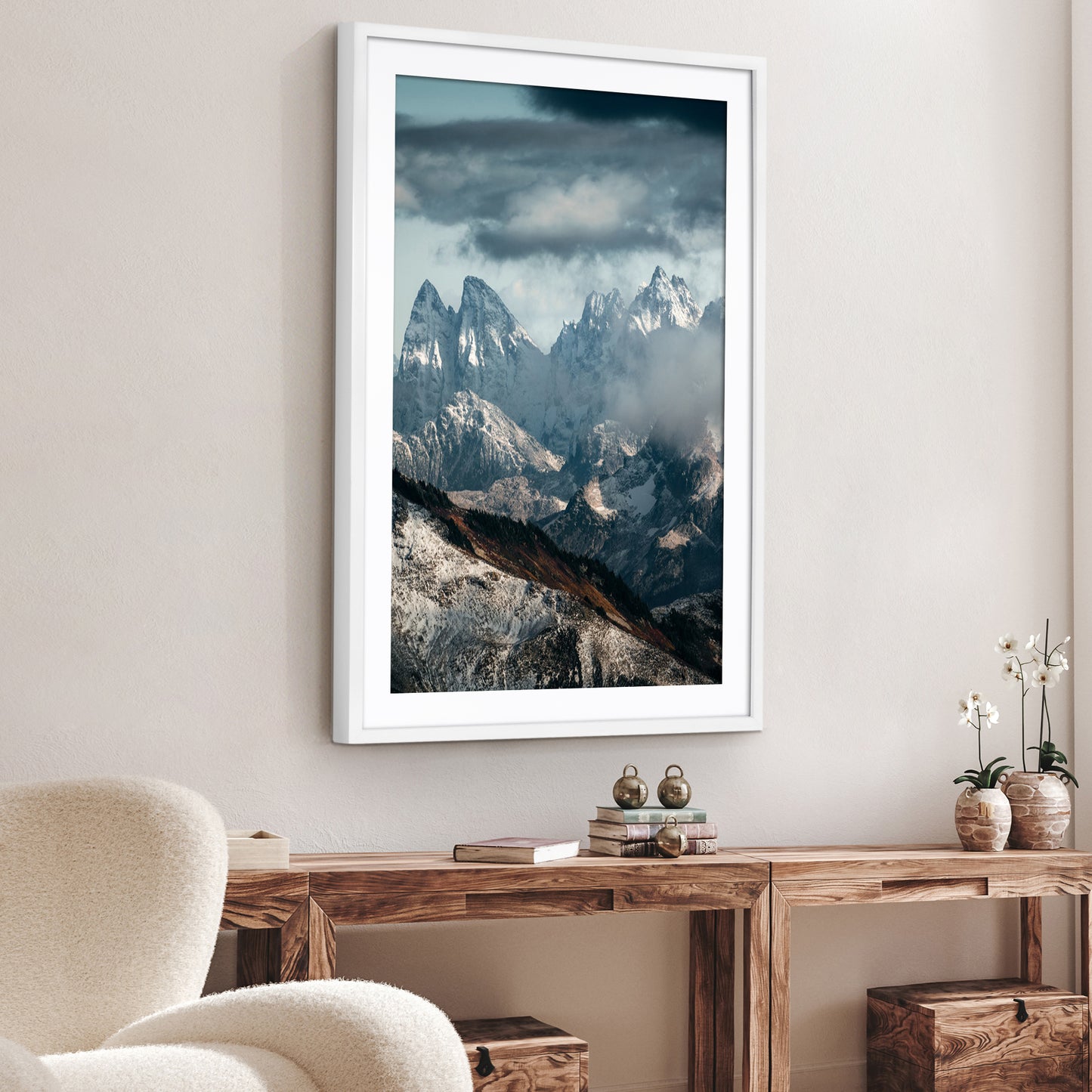 Picture Frame | Gallery Style | With Mat | Protective Glass | Wall Art Display