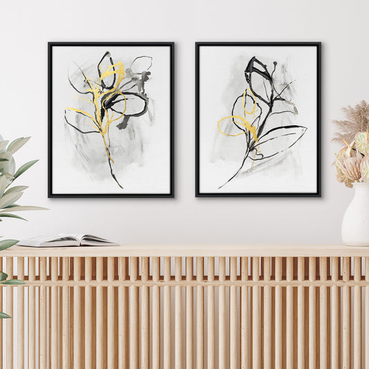 Americanflat Black and White Modern Canvas Wall Art - Set of 2 - Modern Abstract Wall Art