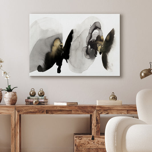 Black and White Modern Canvas Wall Art - Gallery Wrap - The ‘Flowing Rythm’ by Pi Creative Art