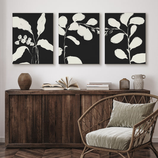 Americanflat Black and White Modern Canvas Wall Art - Set of 3 - Gallery Wrap