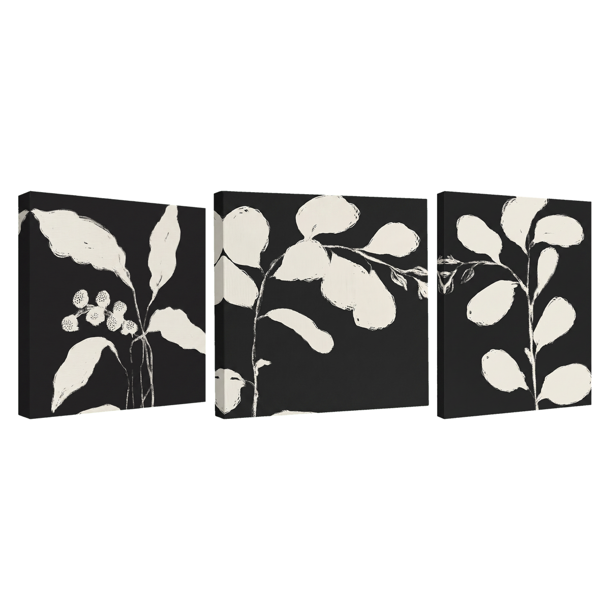 Botanical Silhouette — Set of 3 Canvas Gallery Wraps