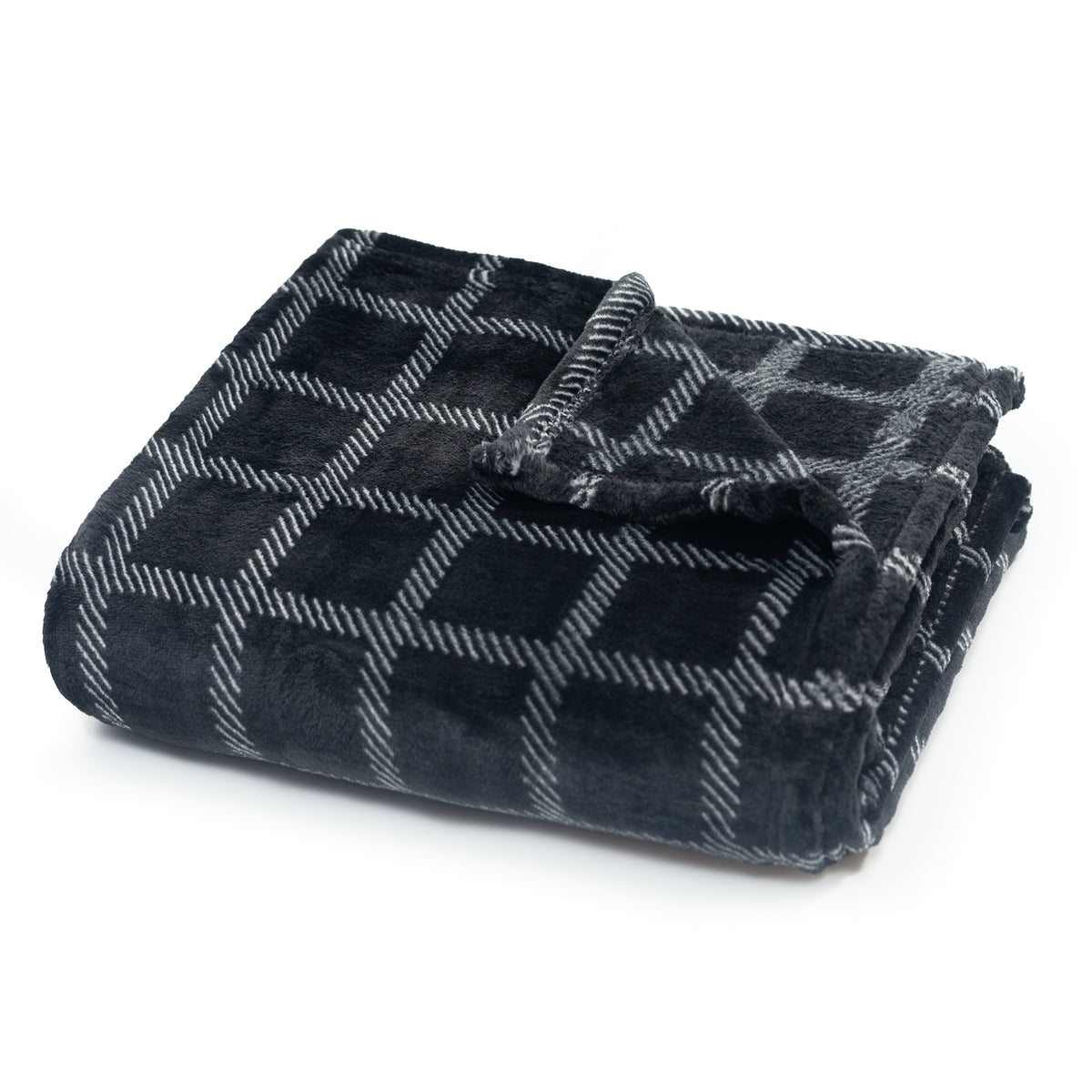 Throw Blanket | Printed Fleece - Modern Dash Windowpane Design
