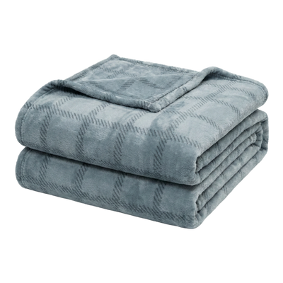 Throw Blanket | Printed Fleece - Modern Dash Windowpane Design — 50x60 / Blue