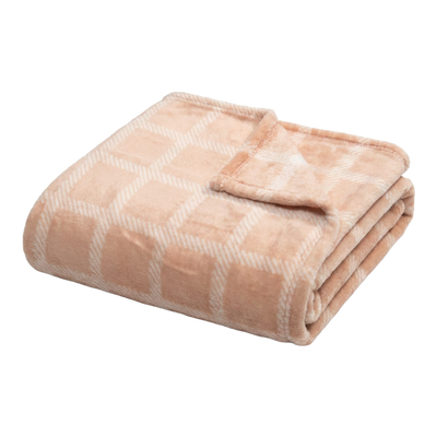 Throw Blanket | Printed Fleece - Modern Dash Windowpane Design — 50x60 / Pink
