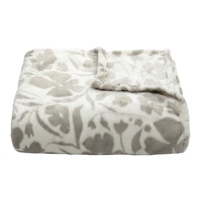 Throw Blanket | Printed Fleece - Botanical Floral Design — 50x60 / White