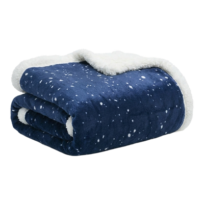 Throw Blanket | Fleece & Sherpa - Reversible - Speckle Pattern — 50x60 / Blue