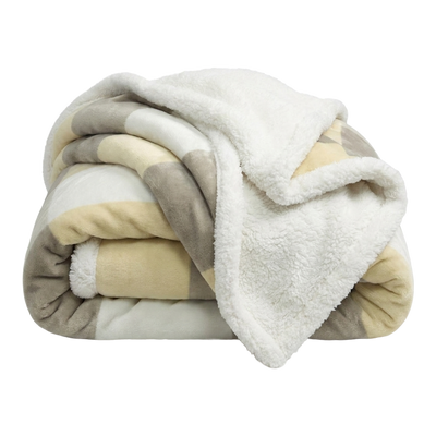 Throw Blanket | Fleece & Sherpa - Reversible - Oversize Plaid — 60x80 / White