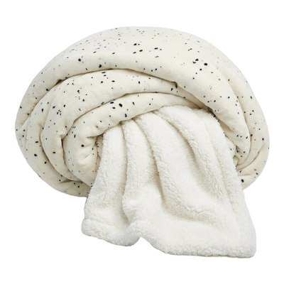 Throw Blanket | Fleece & Sherpa - Reversible - Speckle Pattern — 50x60 / White