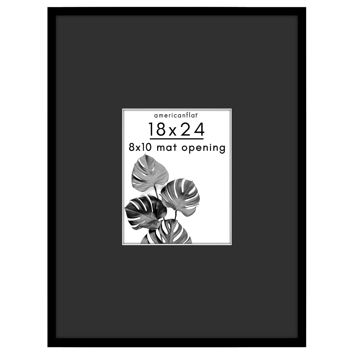 Americanflat 18x24 Picture Frame with 8x10 Mat | Thin Photo Frame - Black