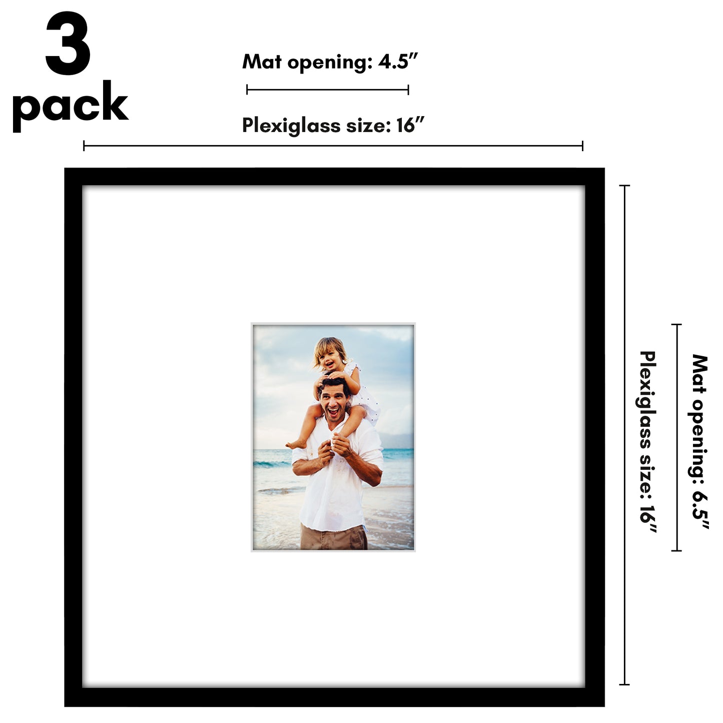Black Gallery Wall Frames Set of 3, Wide Mat - Americanflat