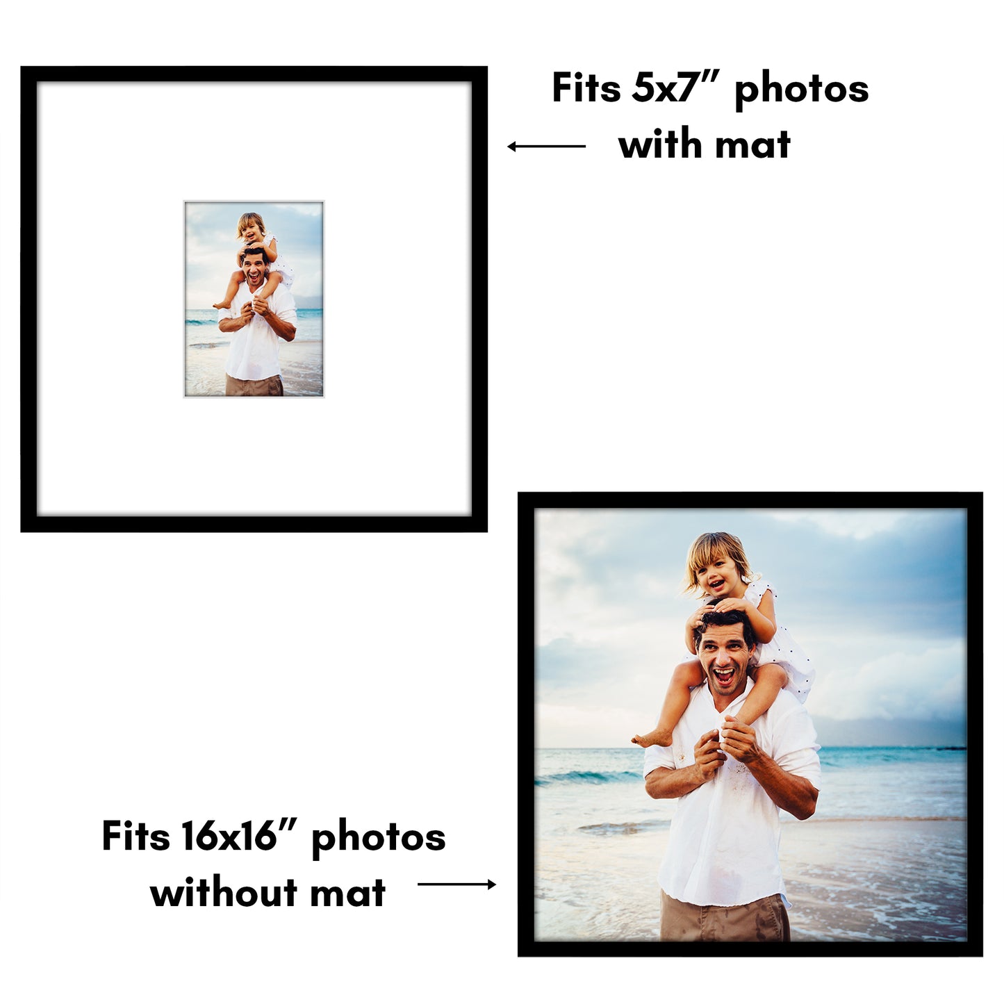 Black Gallery Wall Frames Set of 3, Wide Mat - Americanflat