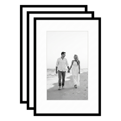 Streamline Matted Picture Frame — 16x24 matted to 8x10 / Black / 3Set