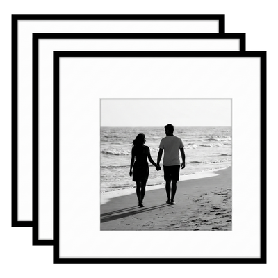 Streamline Matted Picture Frame — 24x24 matted to 11x14 / Black / 3Set