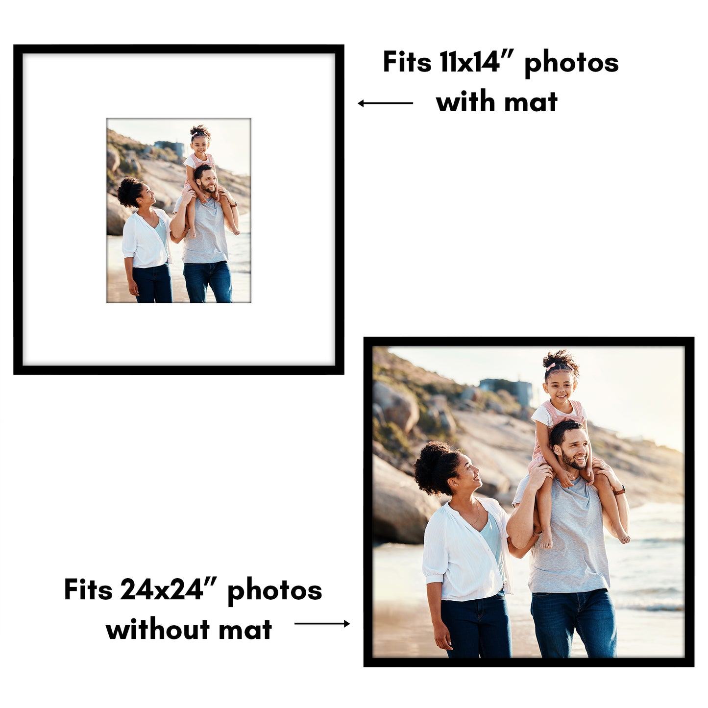 Black Gallery Wall Frames Set of 3, Wide Mat - Americanflat