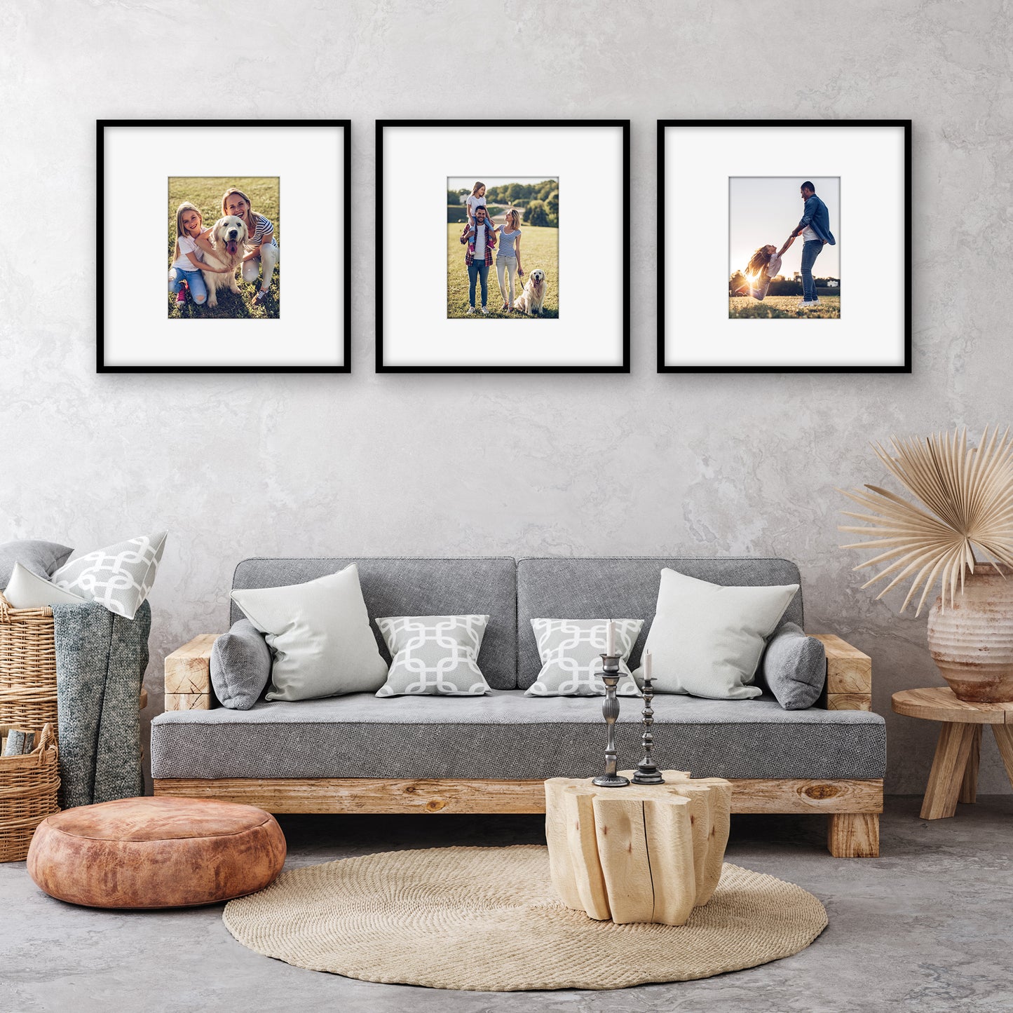 Black Gallery Wall Frames Set of 3, Wide Mat - Americanflat