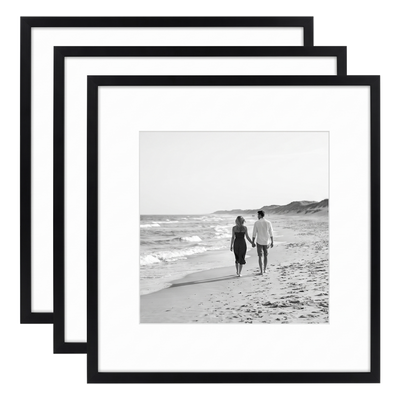 Streamline Matted Picture Frame — 24x24 matted to 12x12 / Black / 3Set