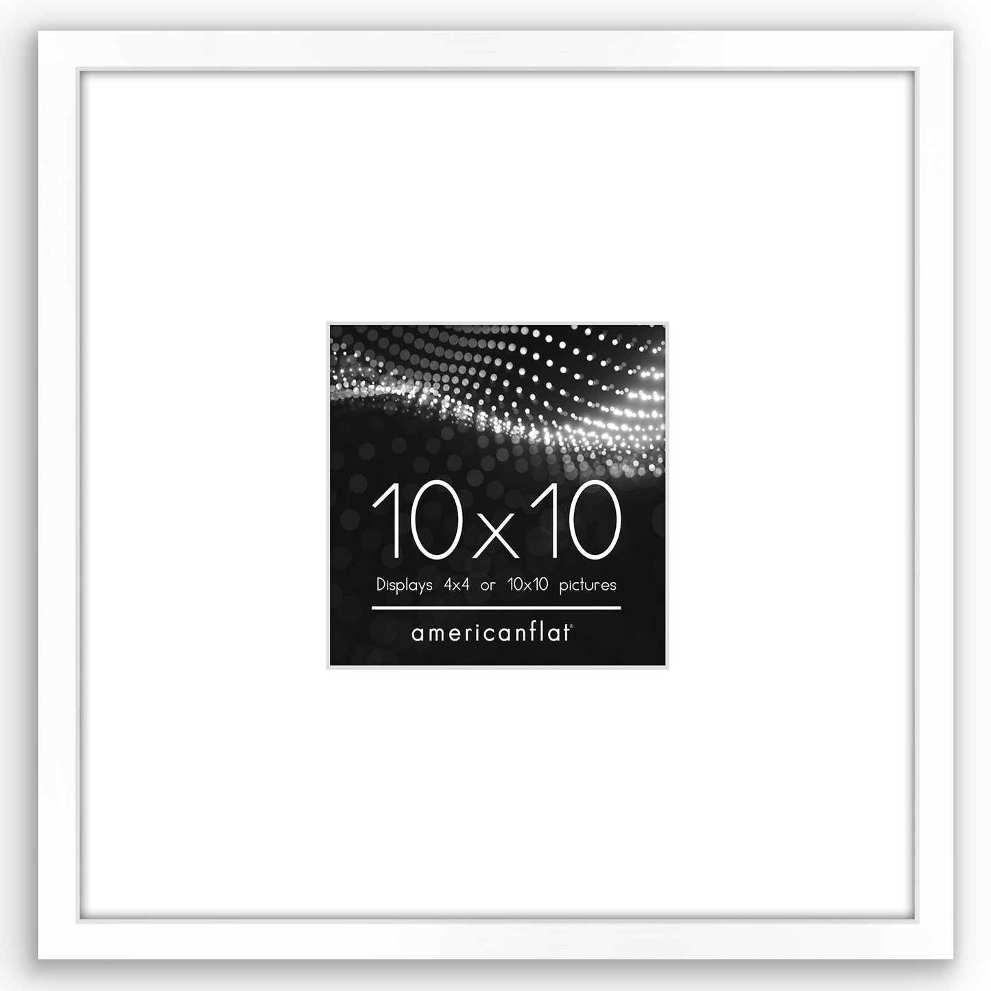 Americanflat 10x10 Picture Frame with 4x4 Mat | Thin Photo Frame - White
