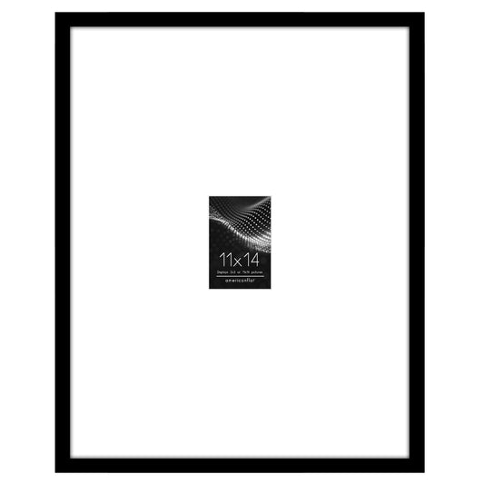 Americanflat 11x14 Picture Frame with 2x3 Mat | Thin Photo Frame - Black