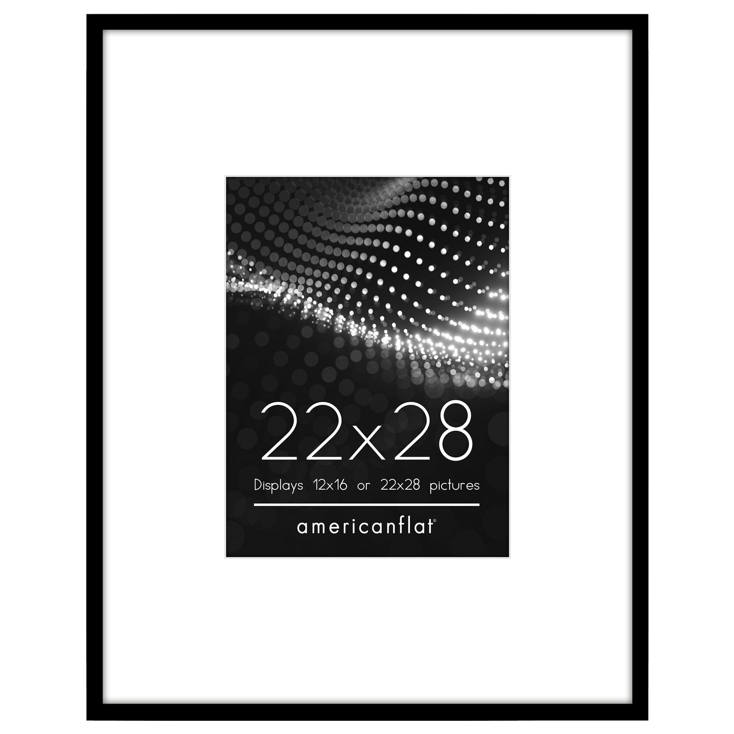 Americanflat 22x28 Picture Frame with 12x16 Mat | Thin Photo Frame - Black