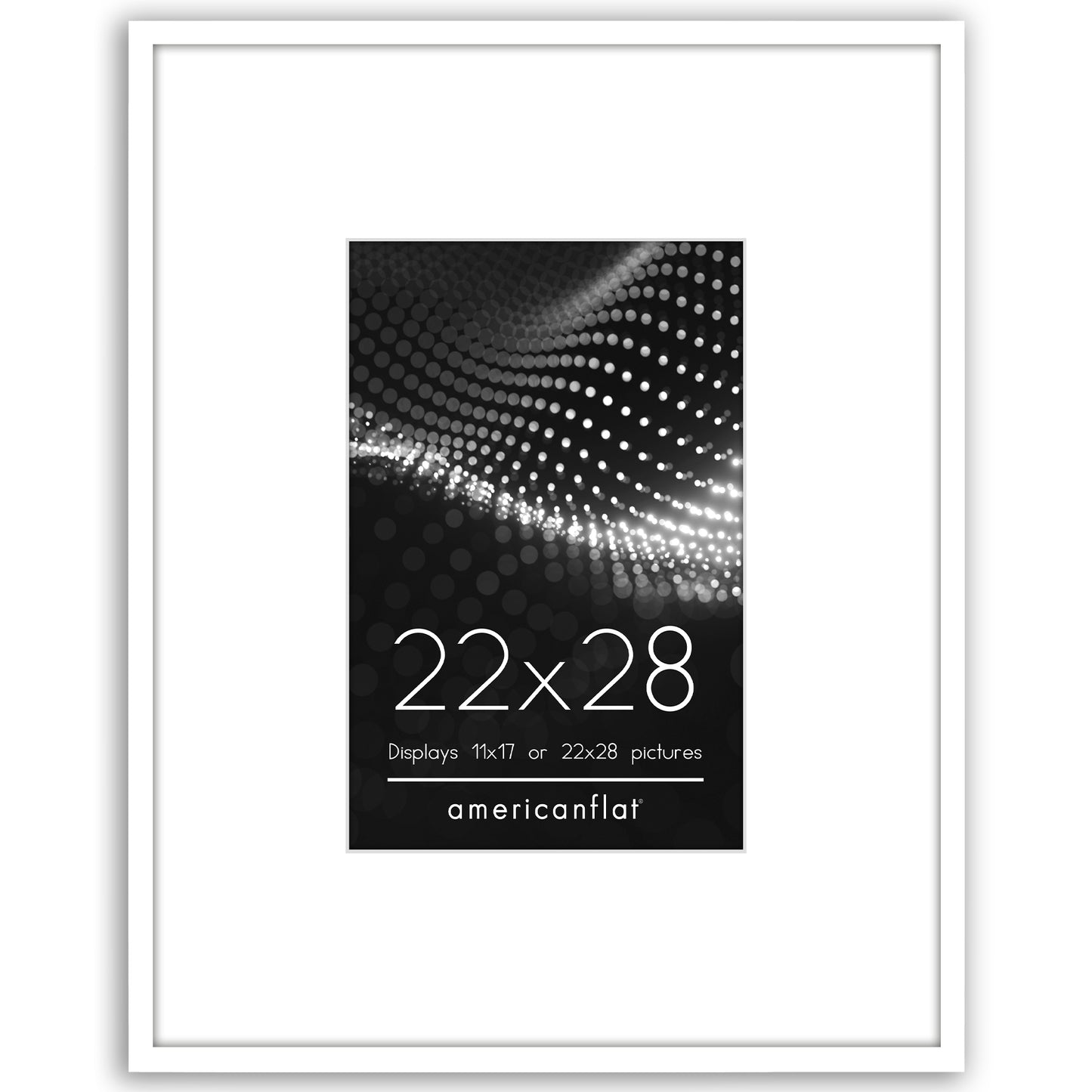 Americanflat 22x28 Picture Frame with 11x17 Mat | Thin Photo Frame - White
