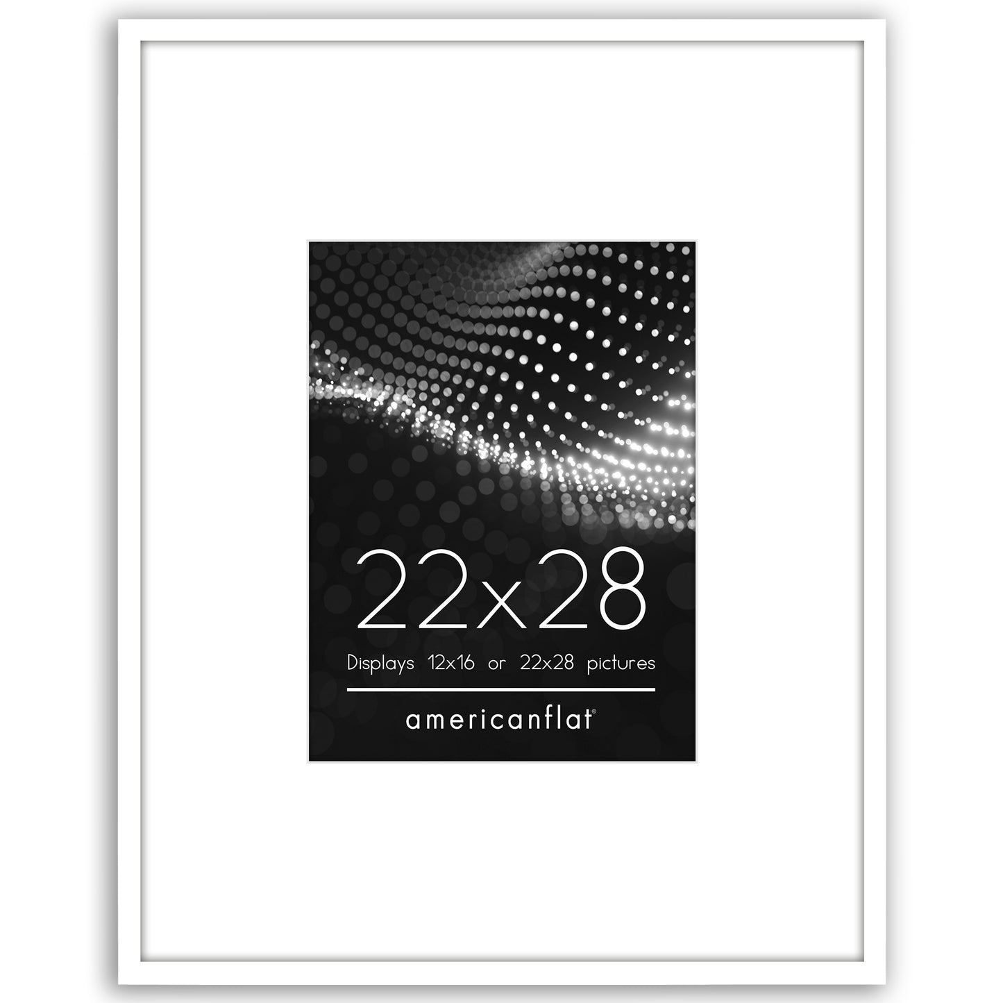 Americanflat 22x28 Picture Frame with 12x16 Mat | Thin Photo Frame - White