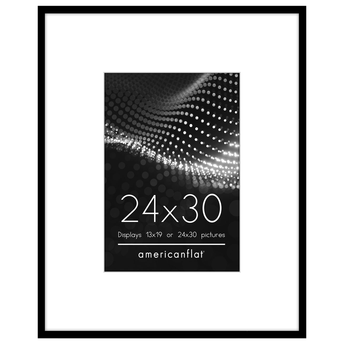 Americanflat 24x30 Picture Frame with 13x19 Mat | Thin Photo Frame - Black