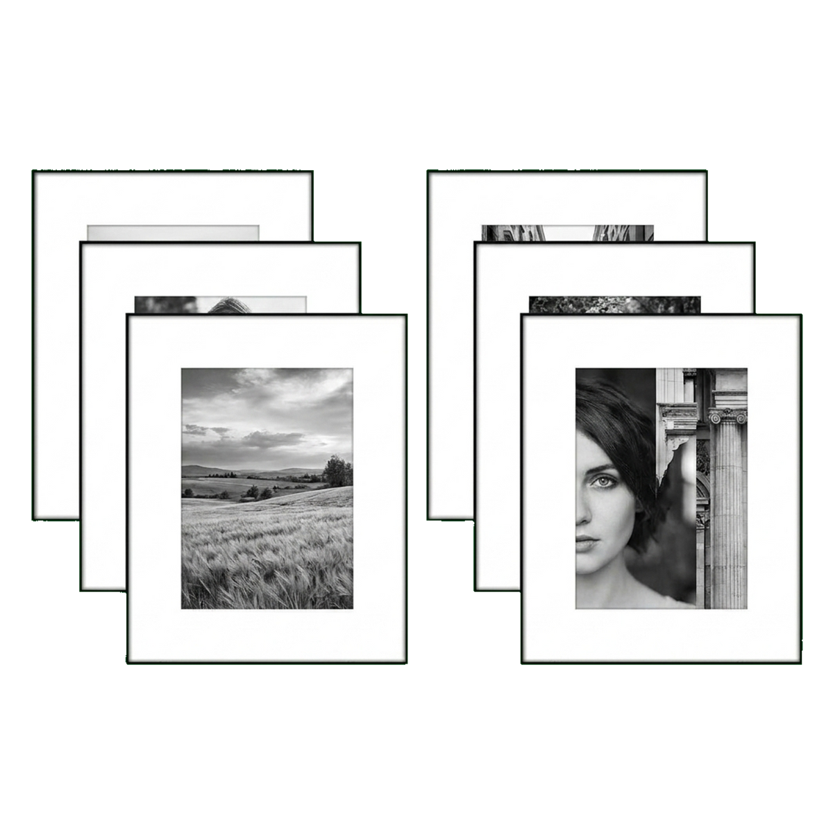 6-Pack thin black matted frames