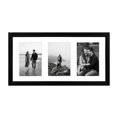 Signature Matted Engineered Wood Collage Frame — 8x16 / Black / 3 Opening