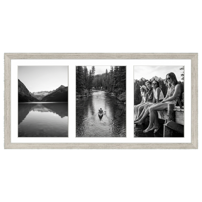 Signature Matted Engineered Wood Collage Frame — 8x16 with 5x7 mat / Driftwood / 3 Opening