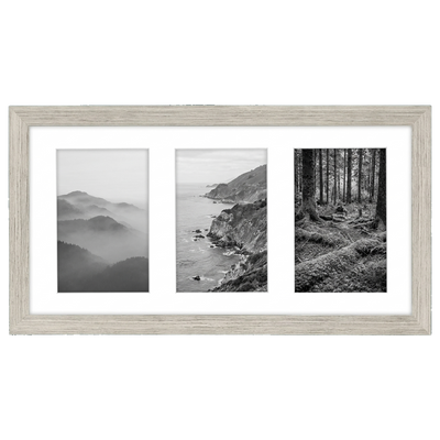 Signature Matted Engineered Wood Collage Frame — 8x16 / Driftwood / 3 Opening