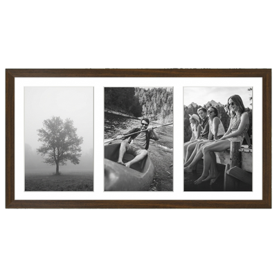 Signature Matted Engineered Wood Collage Frame — 8x16 with 5x7 mat / Walnut / 3 Opening