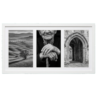 Signature Matted Engineered Wood Collage Frame — 8x16 with 5x7 mat / White / 3 Opening