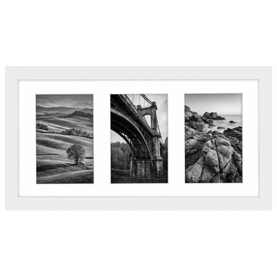 Signature Matted Engineered Wood Collage Frame — 8x16 / White / 3 Opening