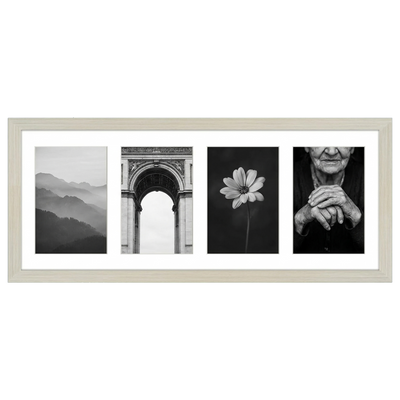 Signature Matted Engineered Wood Collage Frame — 8x20 with 4x6 mat / Lightwood / 4 Opening