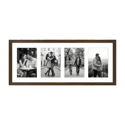 Signature Matted Engineered Wood Collage Frame — 8x20 with 4x6 mat / Walnut / 4 Opening